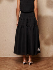 Glow Flora Midi Skirt Coal Black / Z