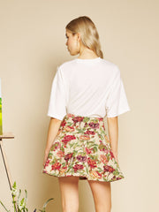 Petunia Tapestry Mini Skirt Red, Green & Tan / Z