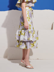 Fig Flora Jacquard Ruffle Skirt Lilac / Z