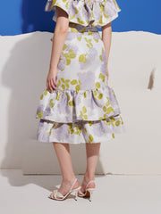 Fig Flora Jacquard Ruffle Skirt Lilac / Z