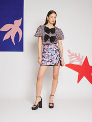 Floral Canvas Jacquard ミニスカート