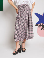 Vence Check Maxi Skirt Baby Pink, Black / Z