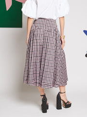 Vence Check Maxi Skirt Baby Pink, Black / Z