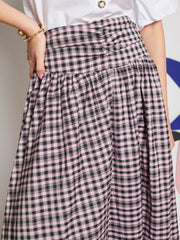 Vence Check Maxi Skirt Baby Pink, Black / Z