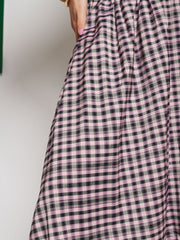 Vence Check Maxi Skirt Baby Pink, Black / Z
