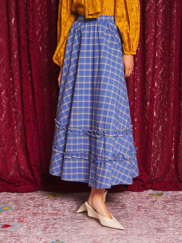 Lumina Check Circle Skirt School Blue / Z