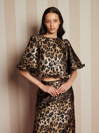 Suite Leopard Jacquard Top Brown Leopard / Z