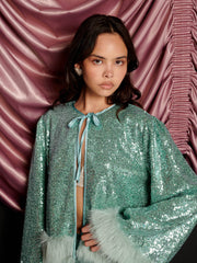 Disco Darling Sequin Top Turquoise Green / Z