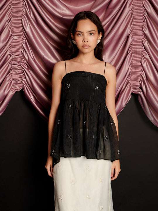 Lola Embellished Top Coal Black / Z