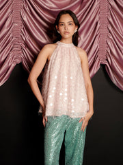 Teese Sequin Halterneck Top Nude Pink / Z