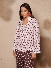 Illume Spot Pyjama Tie Top Black Spot, Pink / Z