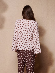 Illume Spot Pyjama Tie Top Black Spot, Pink / Z