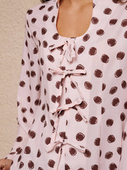 Illume Spot Pyjama Tie Top Black Spot, Pink / Z