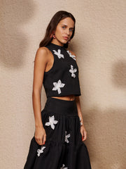 Glow Flora Cropped Top Coal Black / Z