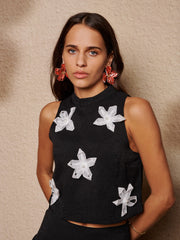 Glow Flora Cropped Top Coal Black / Z