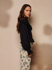 Light Language Shirring Top Coal Black / Z