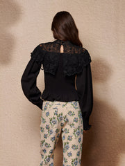 Light Language Shirring Top Coal Black / Z