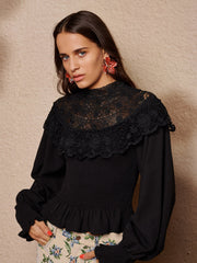 Light Language Shirring Top Coal Black / Z