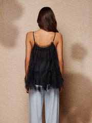 Sway Tulle Ruffle Top Coal Black / Z