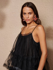 Sway Tulle Ruffle Top Coal Black / Z