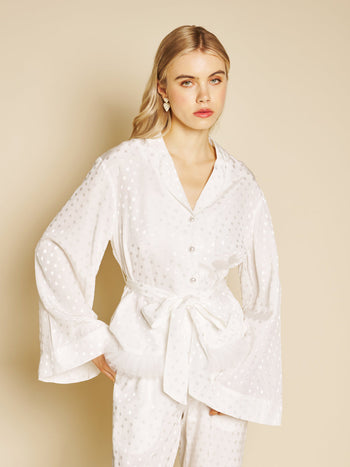 Perle Spot Belted Blouse Spot White / Z