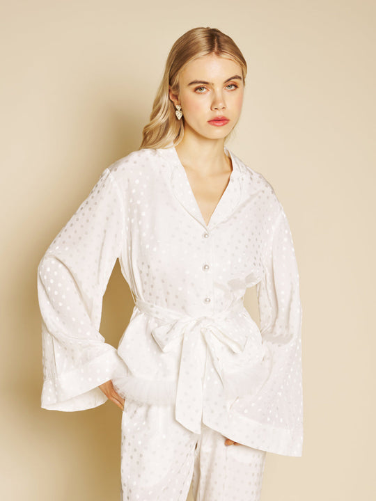 Perle Spot Belted Blouse Spot White / Z