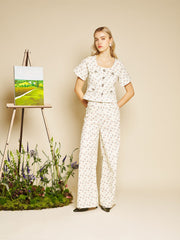 Pêche Ditsy Denim Top Cream Ditsy / Z