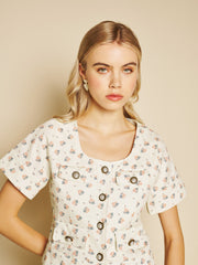 Pêche Ditsy Denim Top Cream Ditsy / Z