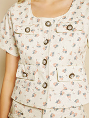 Pêche Ditsy Denim Top Cream Ditsy / Z