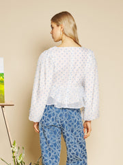 Stipple Spot Bow Top Blue Spot & White / Z