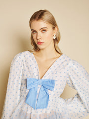 Stipple Spot Bow Top Blue Spot & White / Z