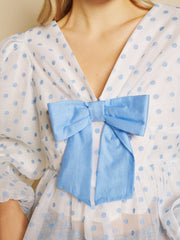 Stipple Spot Bow Top Blue Spot & White / Z