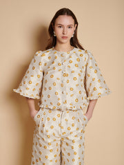 Mora Jacquard Ruffle Top Mustard Yellow / Z
