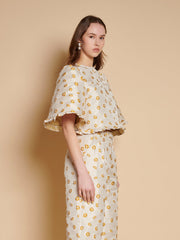 Mora Jacquard Ruffle Top Mustard Yellow / Z