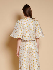 Mora Jacquard Ruffle Top Mustard Yellow / Z