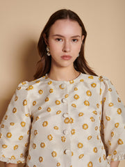 Mora Jacquard Ruffle Top Mustard Yellow / Z