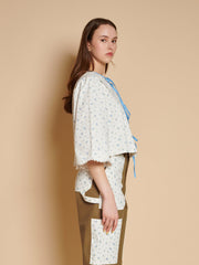 Dalarna Ditsy Bow Top Ditsy In Blue / Z