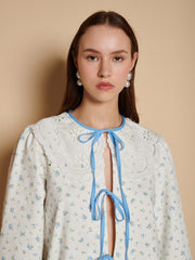 Dalarna Ditsy Bow Top Ditsy In Blue / Z