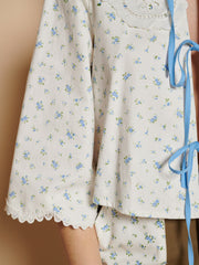 Dalarna Ditsy Bow Top Ditsy In Blue / Z