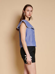 Vine Stripe Top Indigo Blue / Z