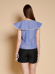 Vine Stripe Top Indigo Blue / Z