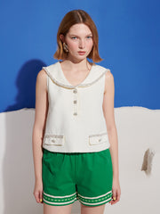 Breeze Tweed Sailor Top White / Z