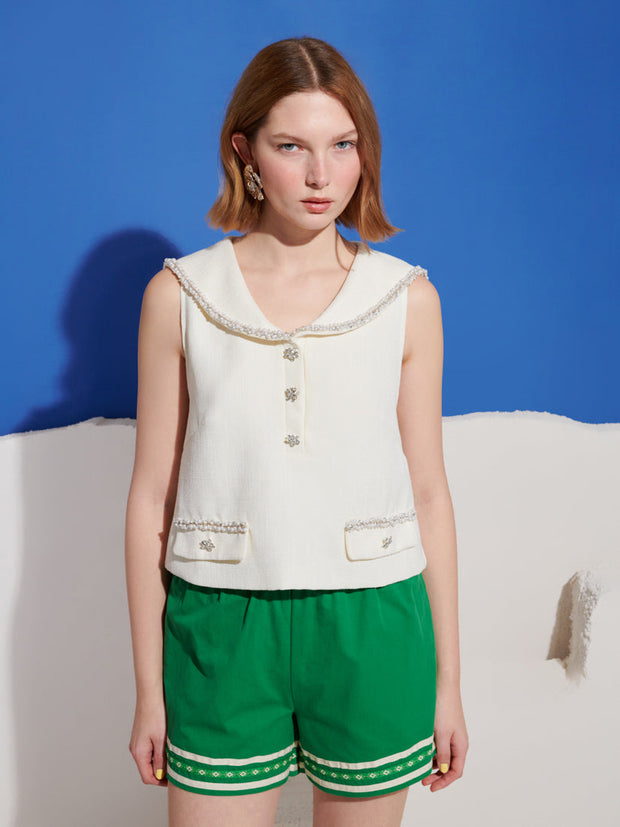 Breeze Tweed Sailor Top White / Z