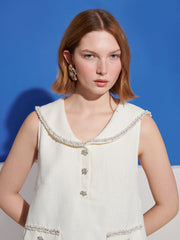 Breeze Tweed Sailor Top White / Z