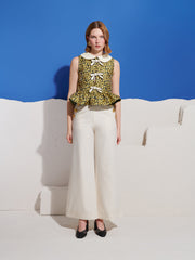 Olive Jacquard Peplum トップス