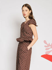 Arles Polka Dot Top Chocolate Brown / Z