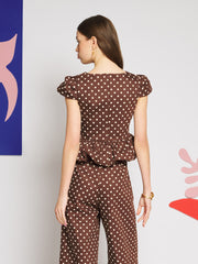 Arles Polka Dot Top Chocolate Brown / Z