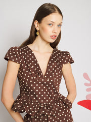 Arles Polka Dot Top Chocolate Brown / Z