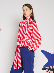 Menton Stripe Top Red, Pink / Z
