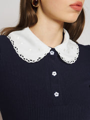 Elise Polo Top Navy Blue / Z